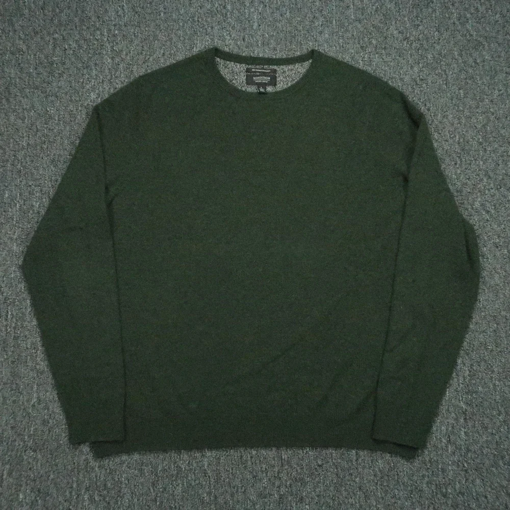 Nordstrom Sweater Mens Large Green 100% Cashmere Mens Shop Pullover Crew Jumper